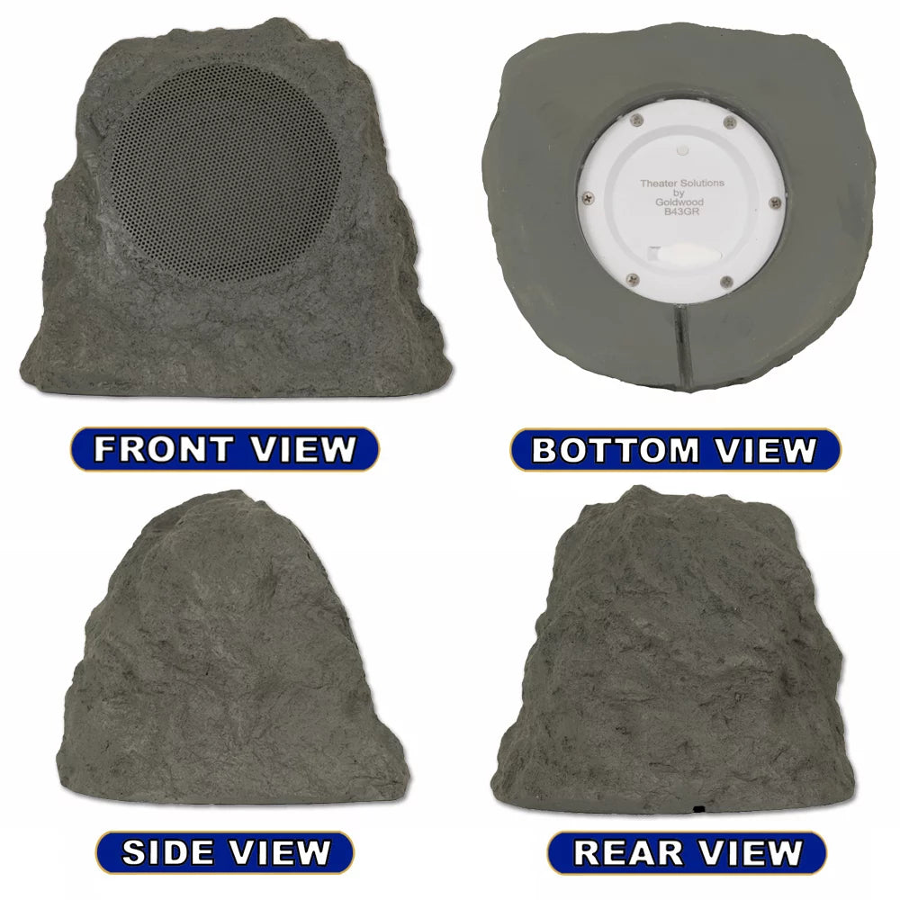 Slate Grey Wireless Rechargeable Bluetooth Rock Speaker Pair D535
