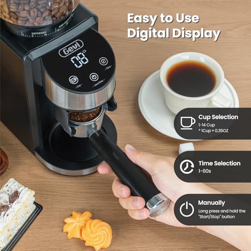 Conical Burr Coffee Grinder, Adjustable Burr Mill with 35 Precise Grind Settings, Anti-Static O41028