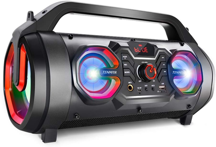 Portable Bluetooth Speaker with FM Radio, RGB Lights, 10H Playtime N59461