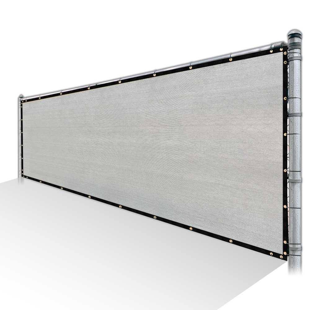 Grey Privacy Fence Screen HDPE Mesh Windscreen with Reinforced Grommets V7896