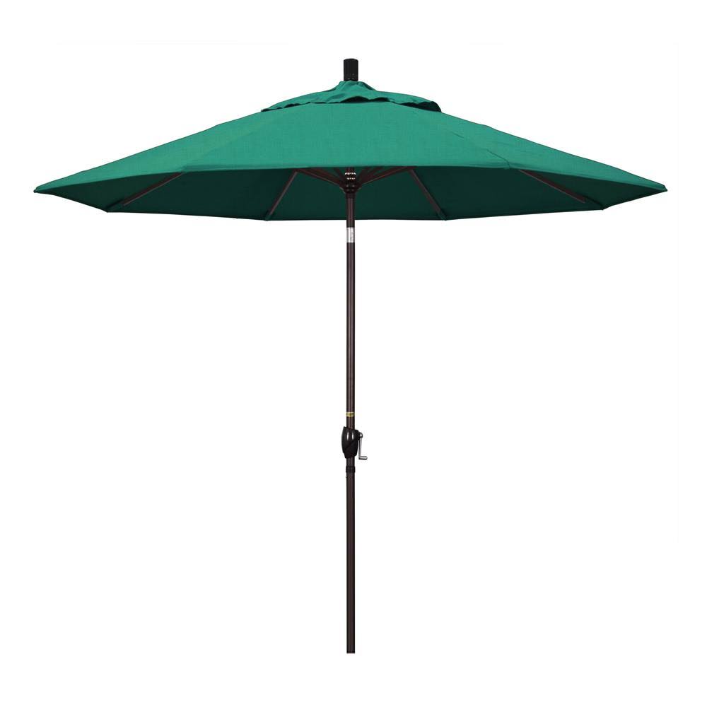 Bronze Aluminum Pole Patio Umbrella with Push Button Tilt Crank Lift O224123