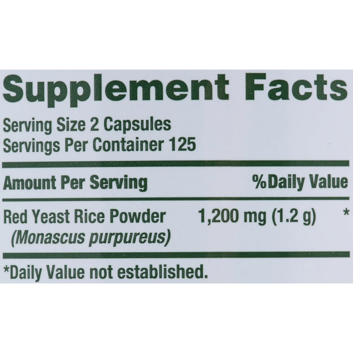 Red Yeast Rice Supplement, 600 mg, 250 Capsules Z24682