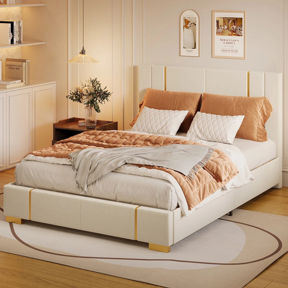 Queen Size Fabric Upholstered Bed Frame S555422