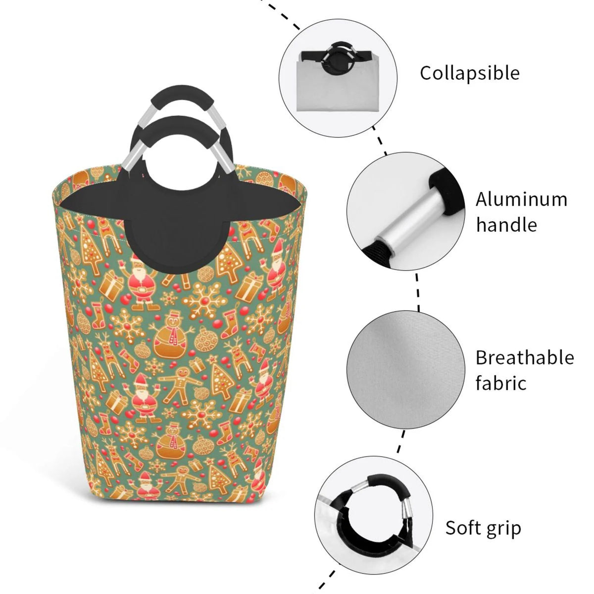 Large Collapsible Laundry Hamper with Aluminum Handle, 50L H45464