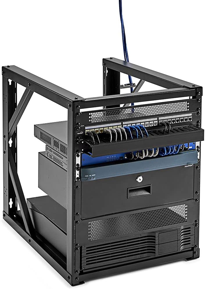 Black Steel 9U Wall-Mount Open Frame Network Equipment Rack J196740