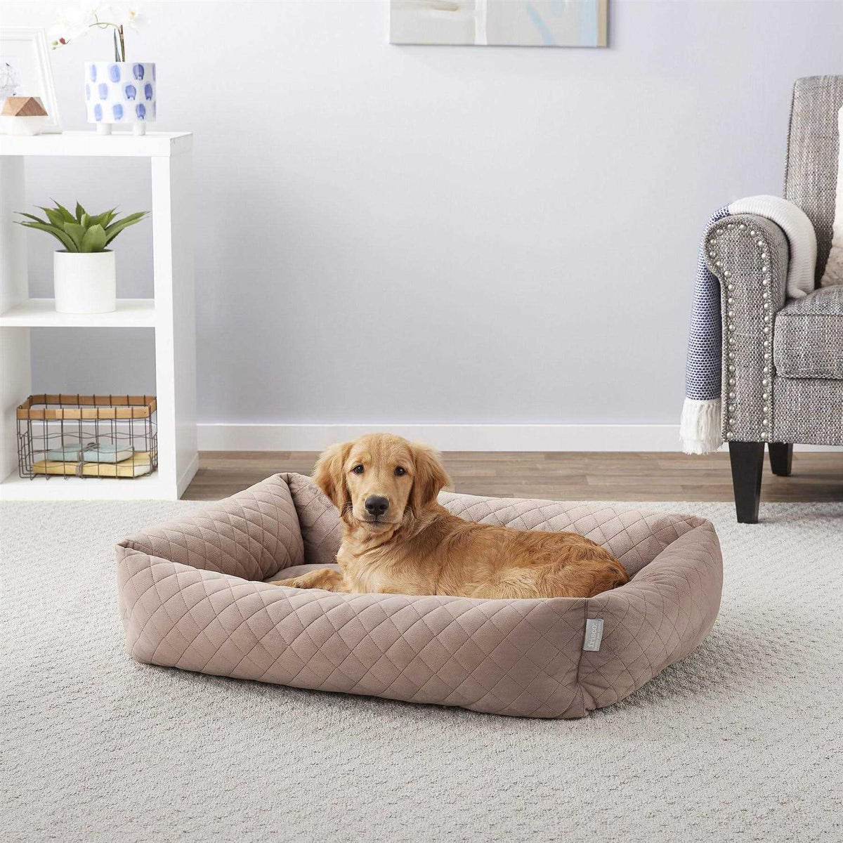 Velvet Rectangular Bolster Cat Dog Bed Q237