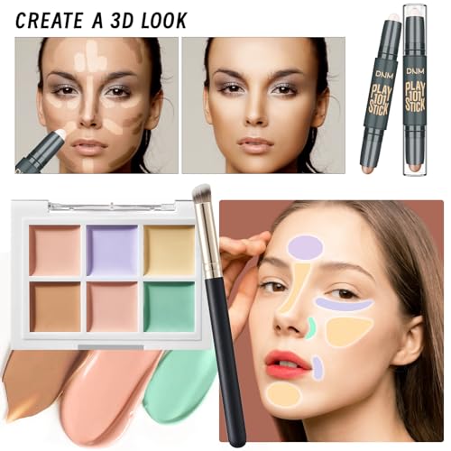 Makeup Kit with CC Cream Foundation Eyeshadow Primer Concealer Lip Gloss Eyeliner Pencil Mascara Makeup Brush & Sponges W812