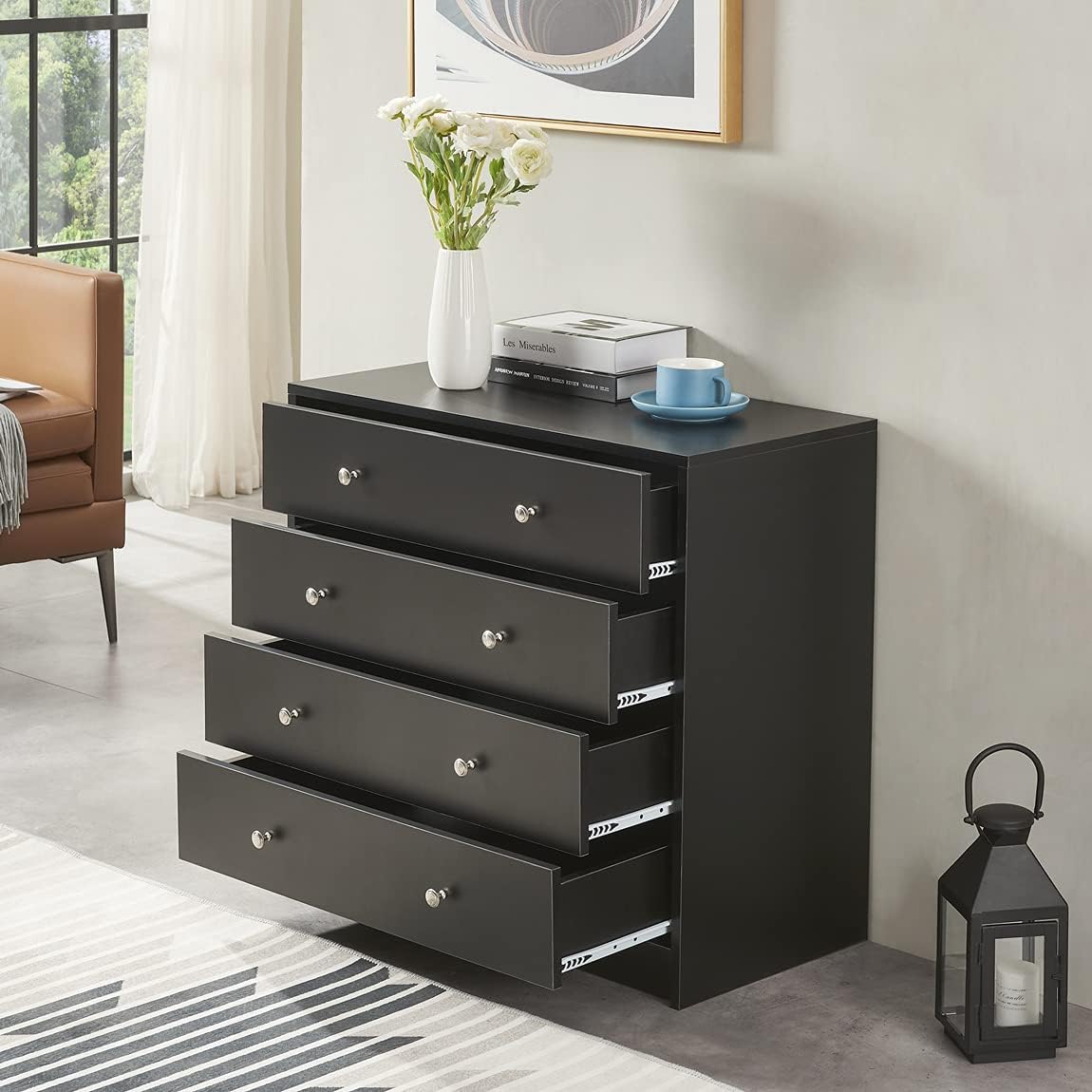 White 5 Drawer Wood Dresser V111