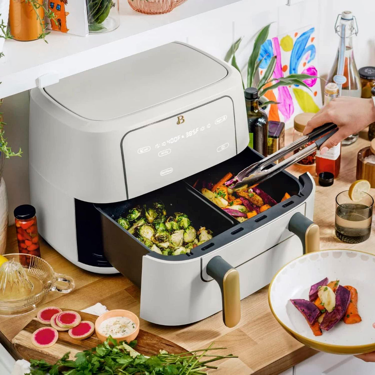 9QT TriZone Air Fryer White Icing T989