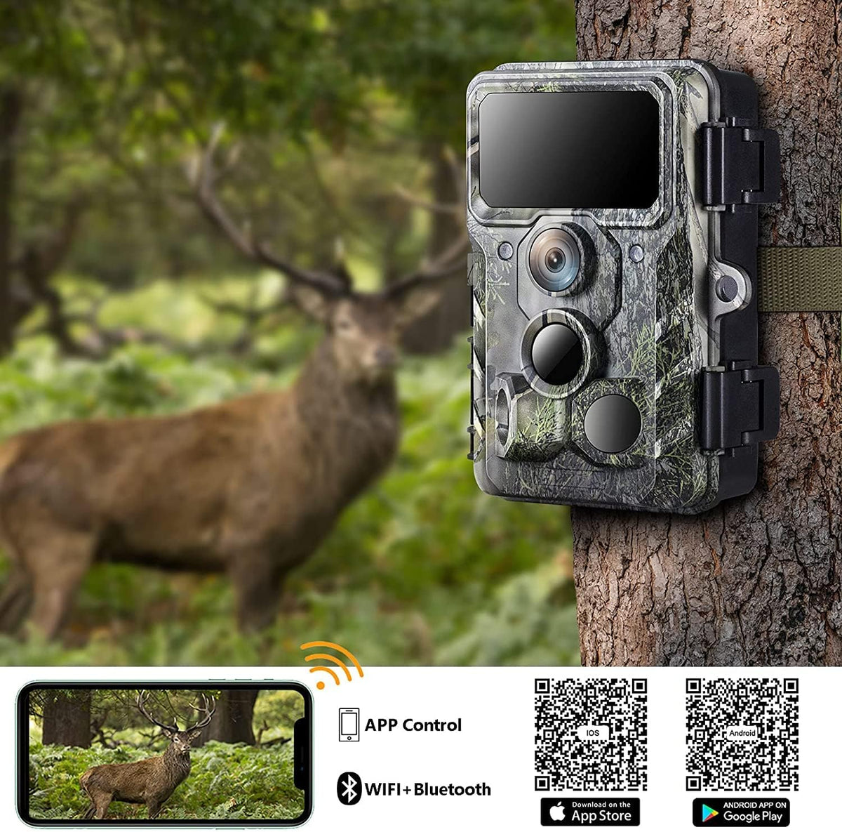4K 30MP Trail Camera with Night Vision, 120° Wide Angle, IP66 Waterproof V206798
