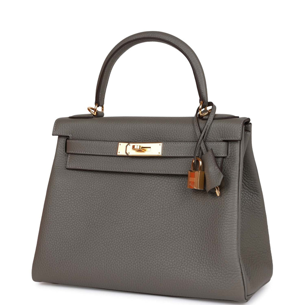 Kelly Retourne 28 Gris Meyer Clemence Gold Hardware E362