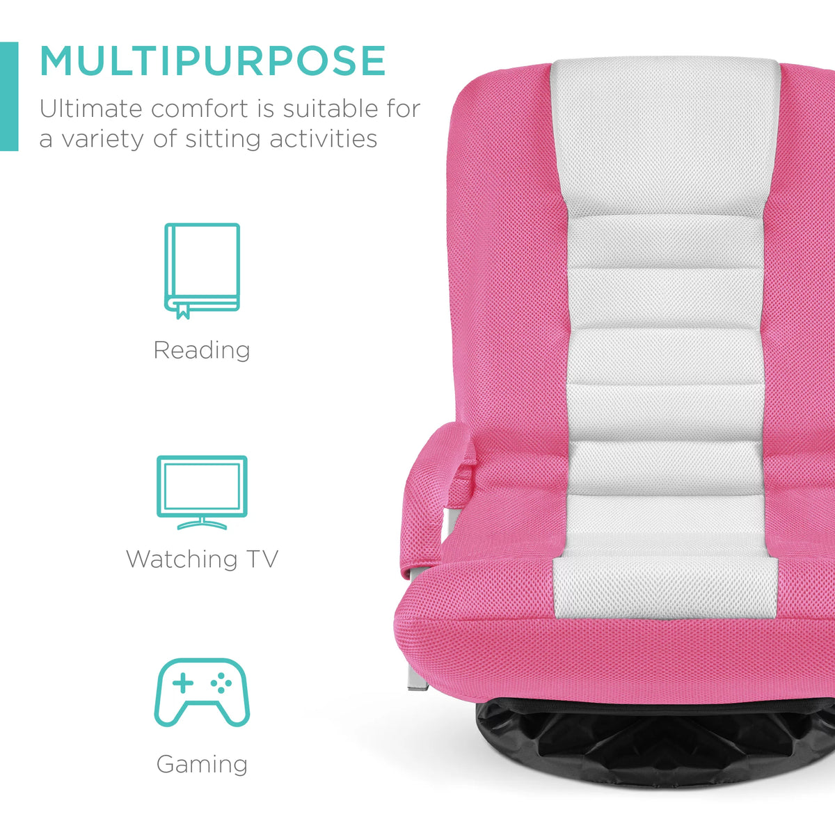 Pink White Foldable Swivel Floor Chair K2062