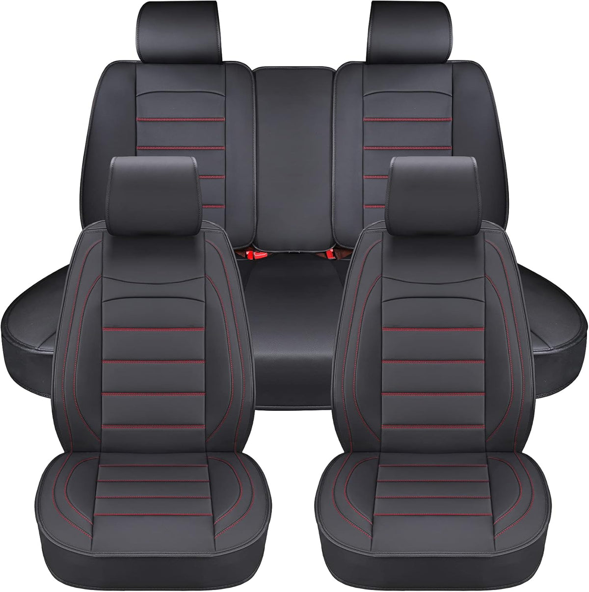 Black Waterproof Leatherette Full Set Car Seat Covers E127068