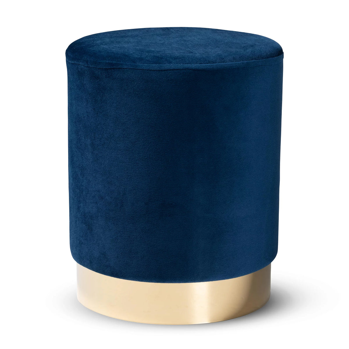 Navy Blue Velvet Upholstered Ottoman N95060