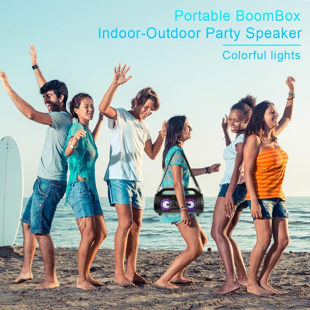 Portable Bluetooth Speaker with FM Radio, RGB Lights, 10H Playtime N59461