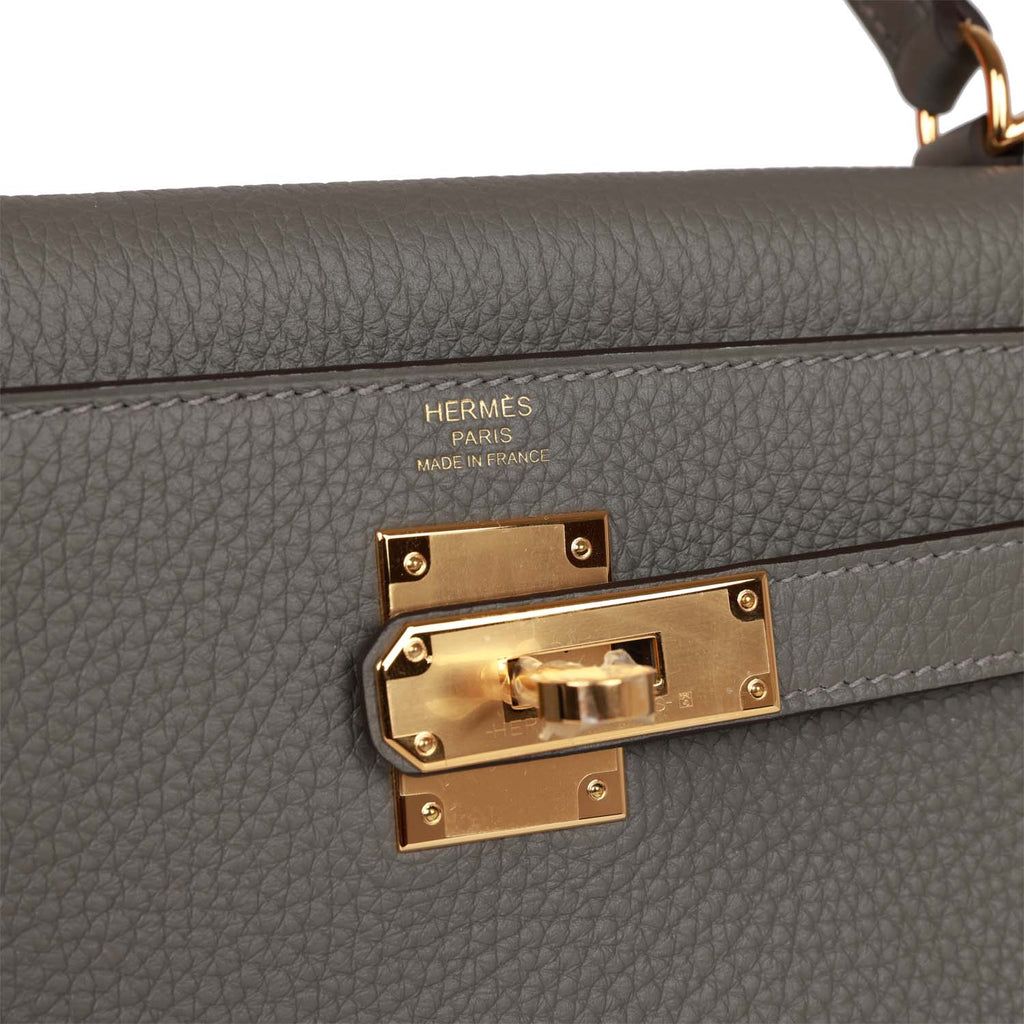 Kelly Retourne 28 Gris Meyer Clemence Gold Hardware E362