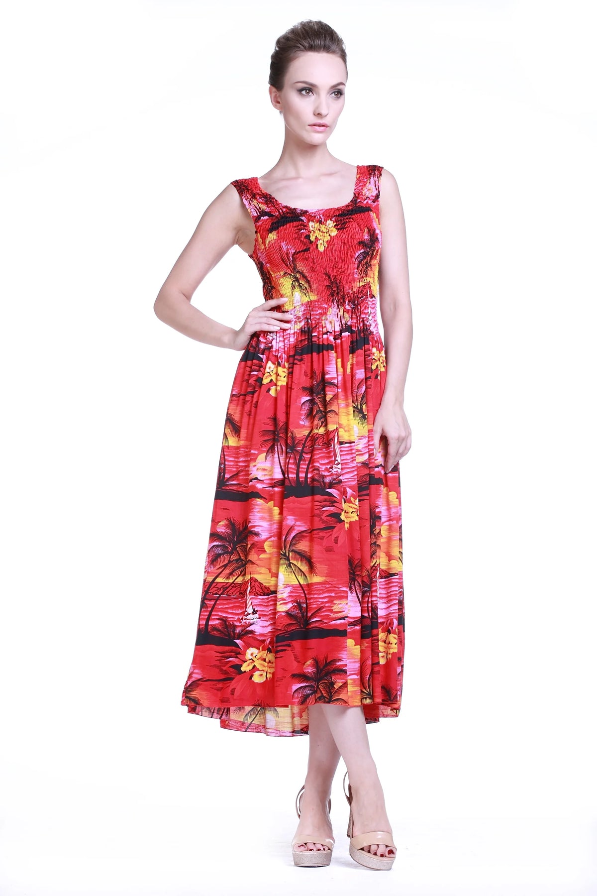 SunRed Hawaiian Maxi Tank Dress G2923