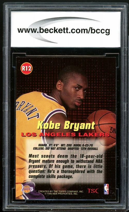 1996-97 Rookies 1 #12 Kobe Bryant Rookie Card BGS BCCG 9 Near Mint+ S859476