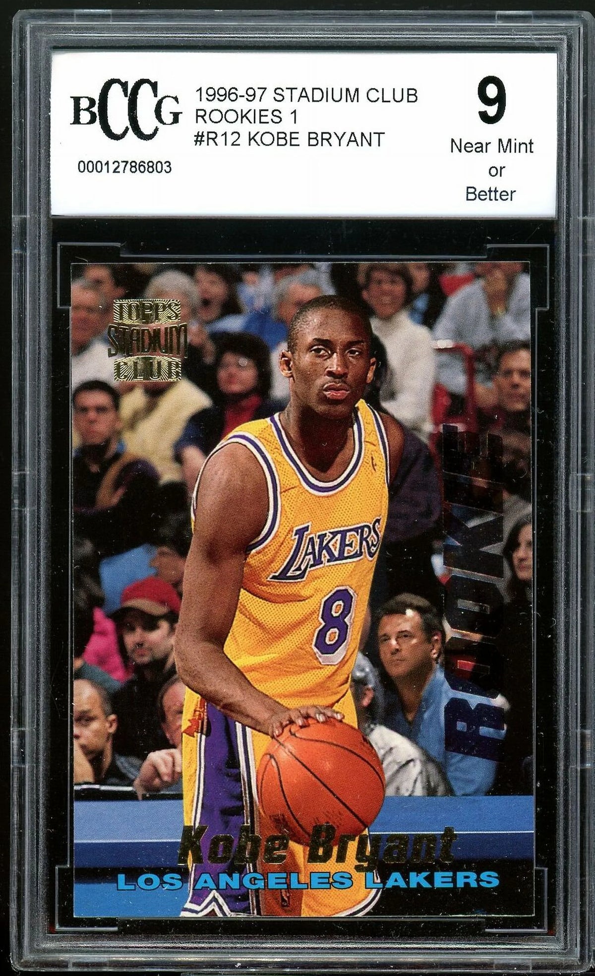 1996-97 Rookies 1 #12 Kobe Bryant Rookie Card BGS BCCG 9 Near Mint+ S859476