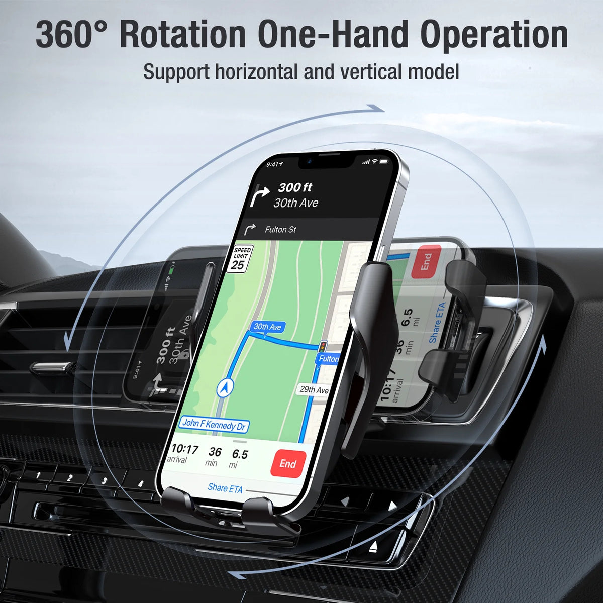 Wireless Car Charger Mount, 15W Auto Clamping Car Phone Charging Air Vent Holder with QC 3.0 Car Charger O84003