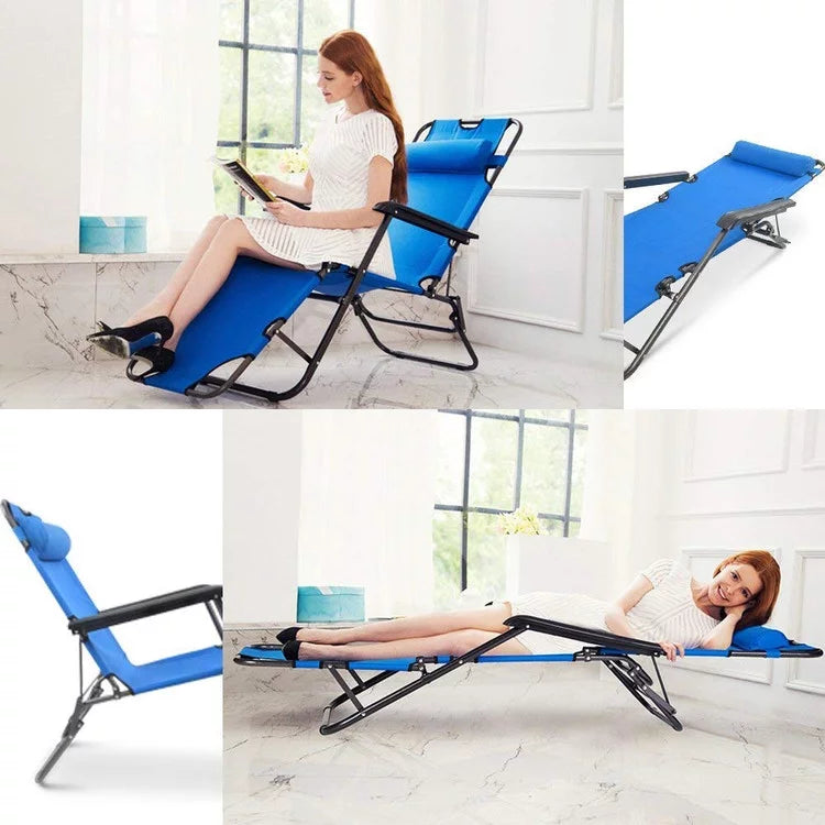 Extendable Folding Chaise Lounge Chair with Headrest Pillow F51149
