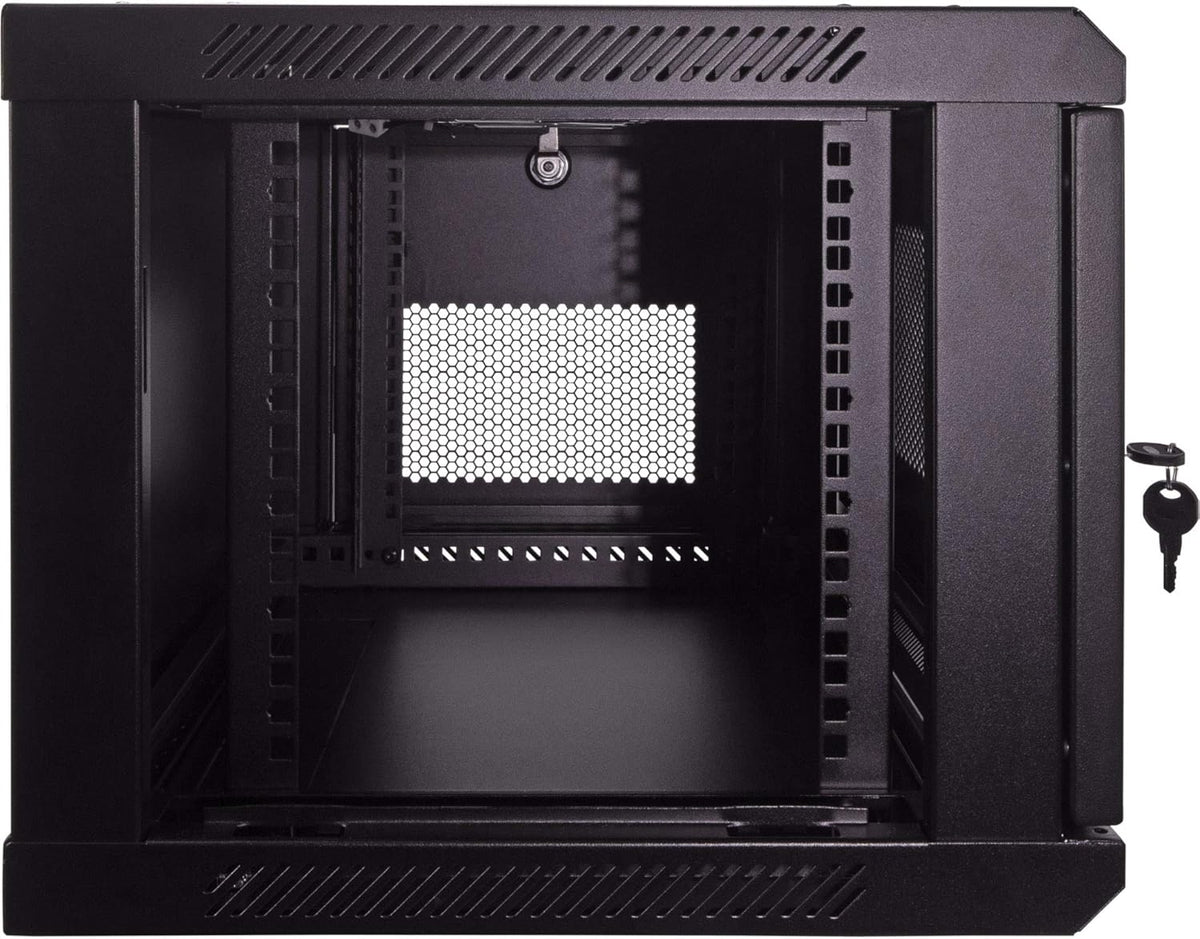 6U Wallmount Cabinet Enclosure 19-Inch Server Network Rack with Locking Perforated Door Black B296