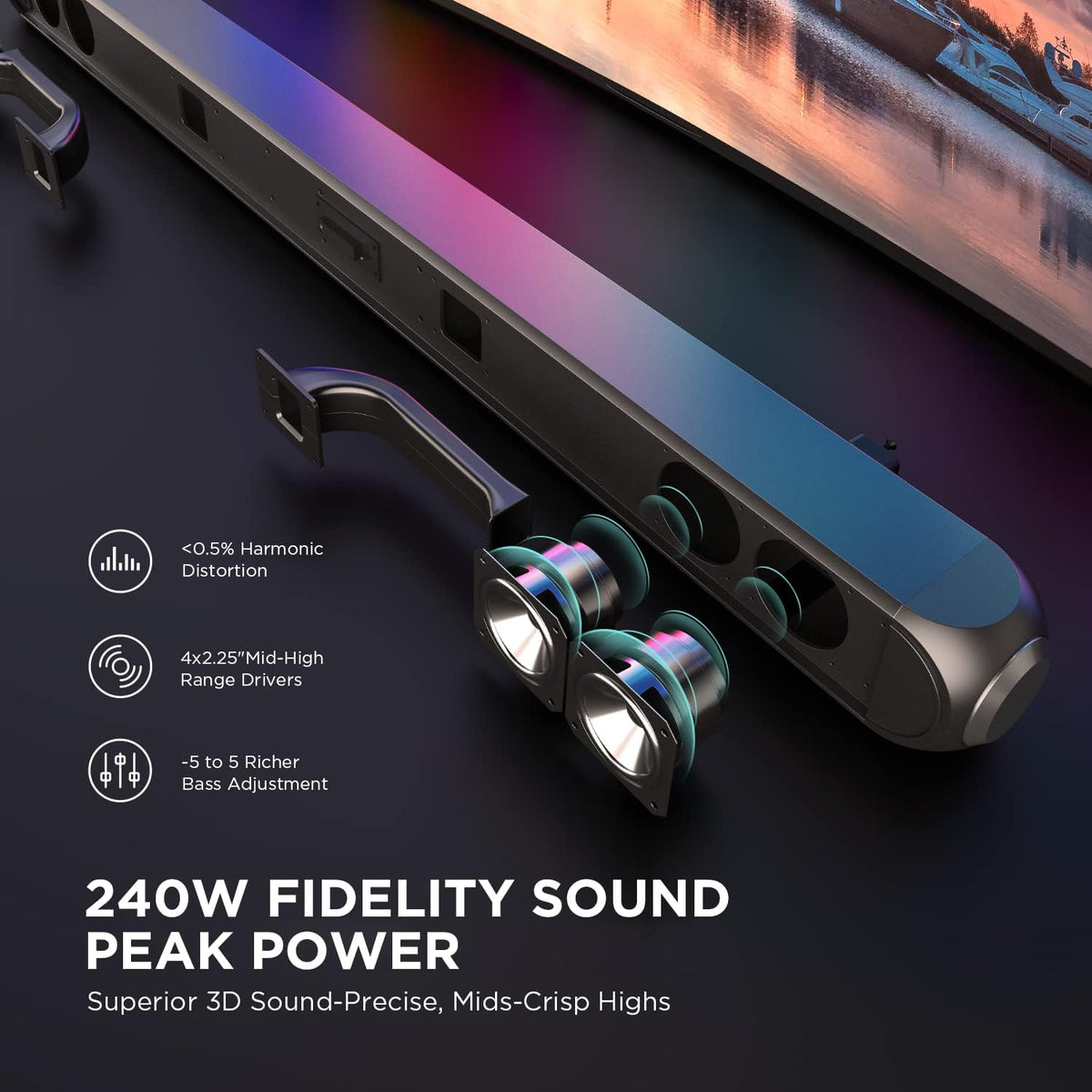 240W 2.1 Sound Bar with 6.5'' Wireless Subwoofer H3876