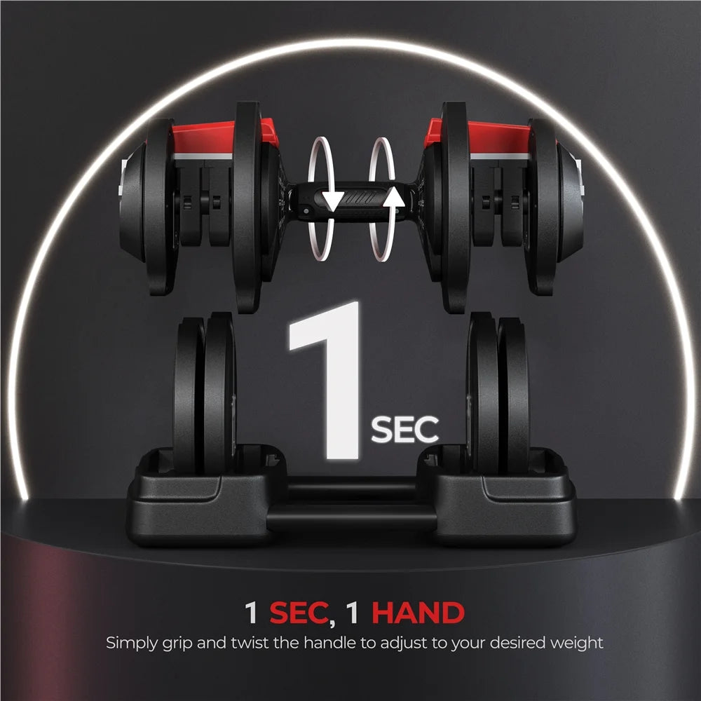 3-In-1 Quick-Adjust Dumbbell Weight Set with Anti-Slip Handle, Black W893