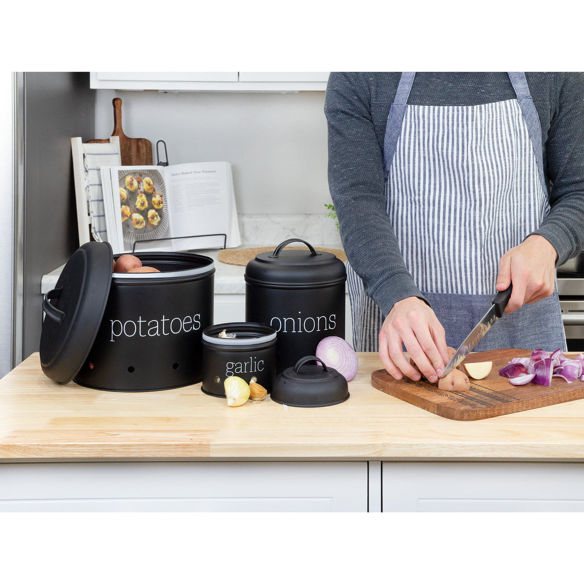 Black Vegetable Storage Canister Set N15801