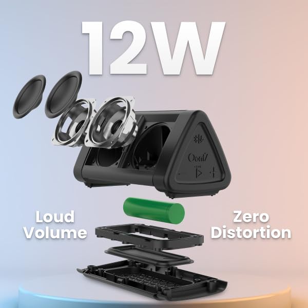 Portable Bluetooth 5.4 Speaker, 12W, 24-Hr Battery, IPX5 Water-Resistant, Black N142950