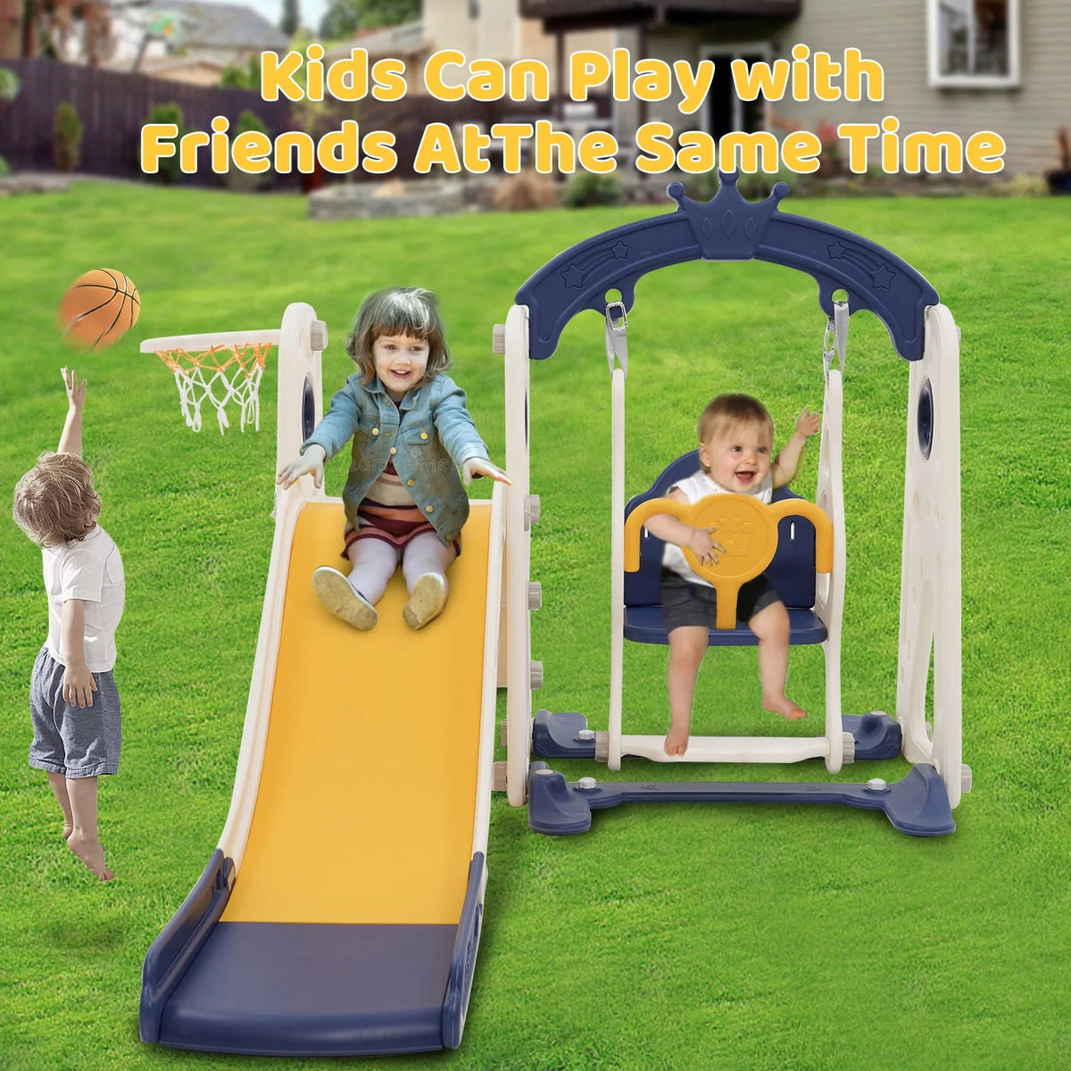 4 in 1 Toddler Slide and Swing Set M1586