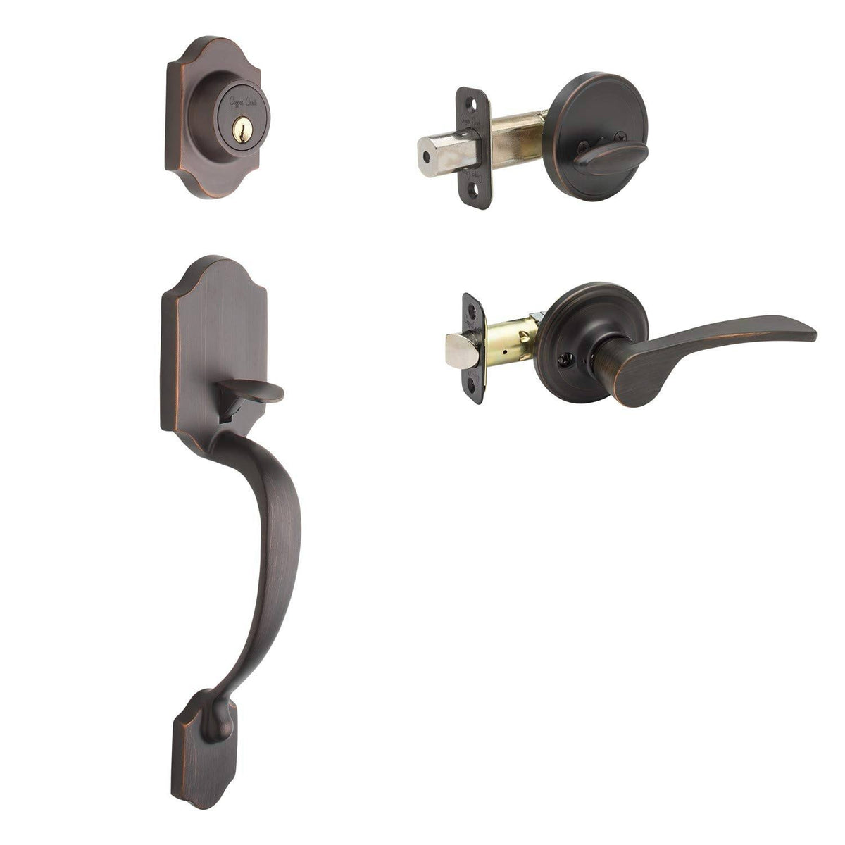 Tuscan Bronze Door Handleset with Left Hand Lever Trim C188