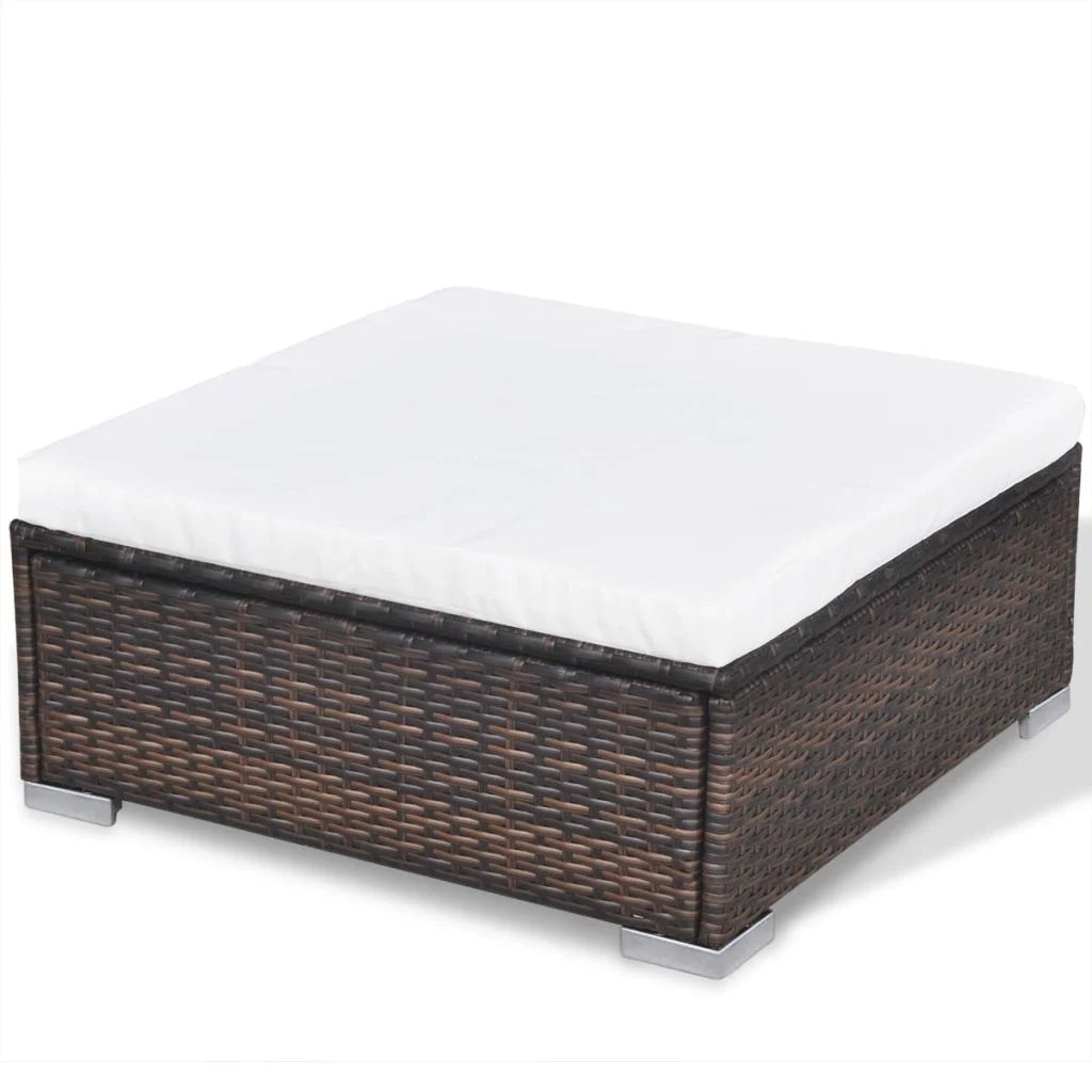 10 Piece Brown Poly Rattan Outdoor Sofa Set with Coffee Table and Ottoman Z606287