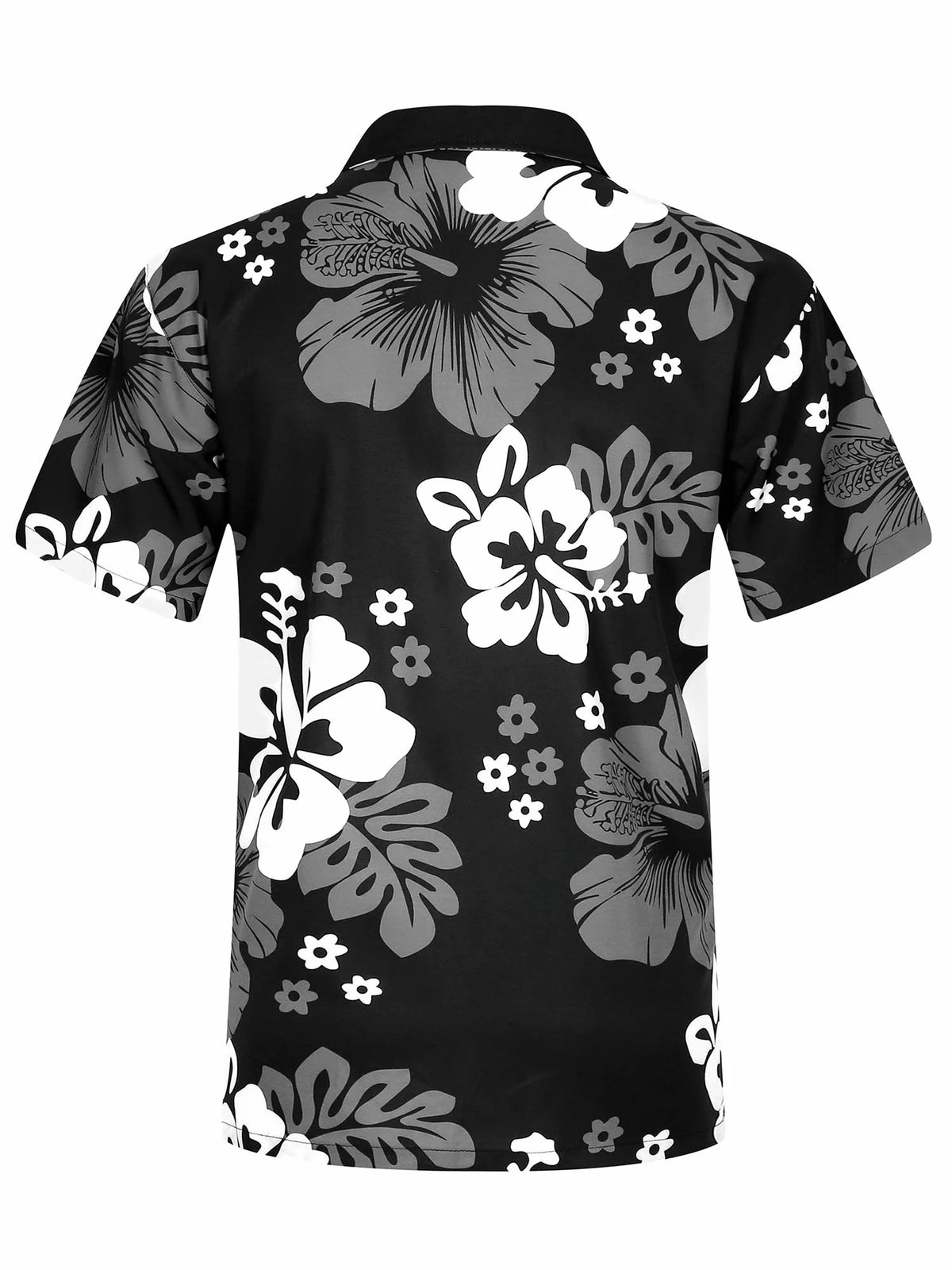 Men’s Short Sleeve Casual Button Down Shirts With Pocket Floral Black 2XL V10569