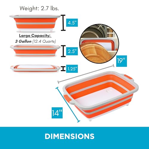 Large BBQ Collapsible Cutting Board and Grill Caddy Tub with Colander & Lid U7680