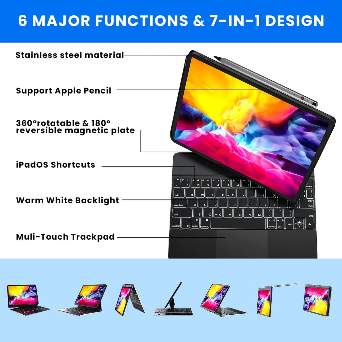Black Aluminum Alloy Keyboard Case for iPad Air 4th Generation X20615