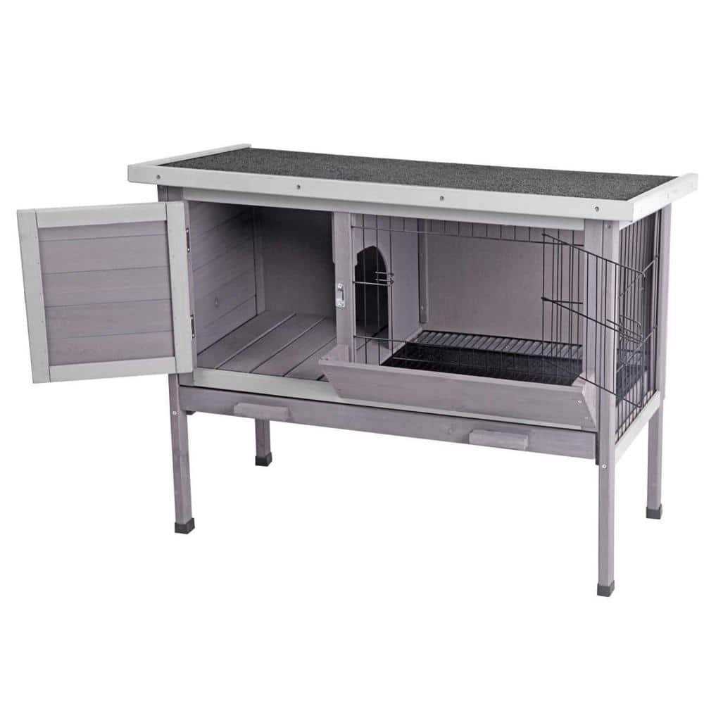 Outdoor Rabbit Hutch with Metal Wire Pan U25515