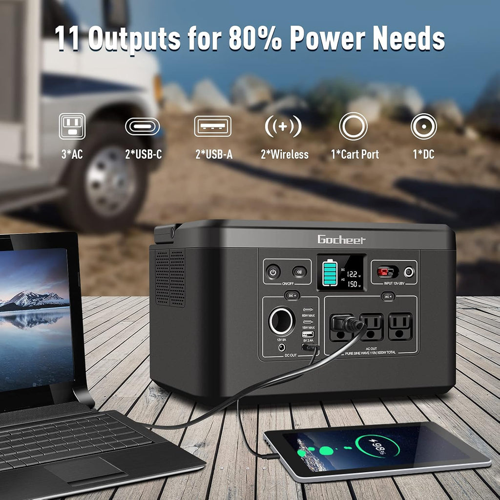 1000W Portable Power Station 962Wh 260000mAh Solar Generator with 3x110V AC Outlets Q3857