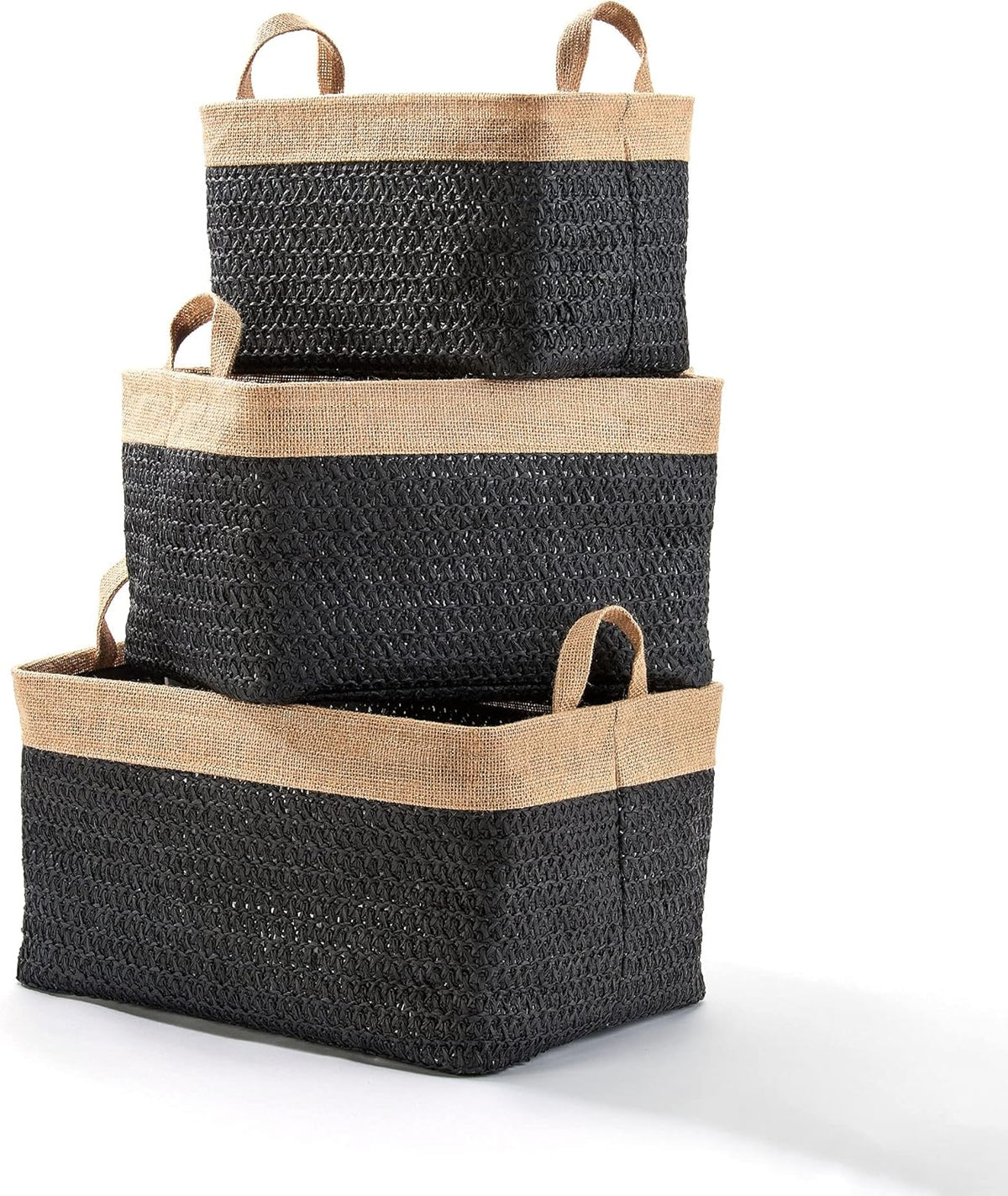 3pc Set Extra Large Woven Jute Basket Set W577140