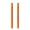 10x22 Orange Glitter Plastic LED Taper Candles with Timer K812