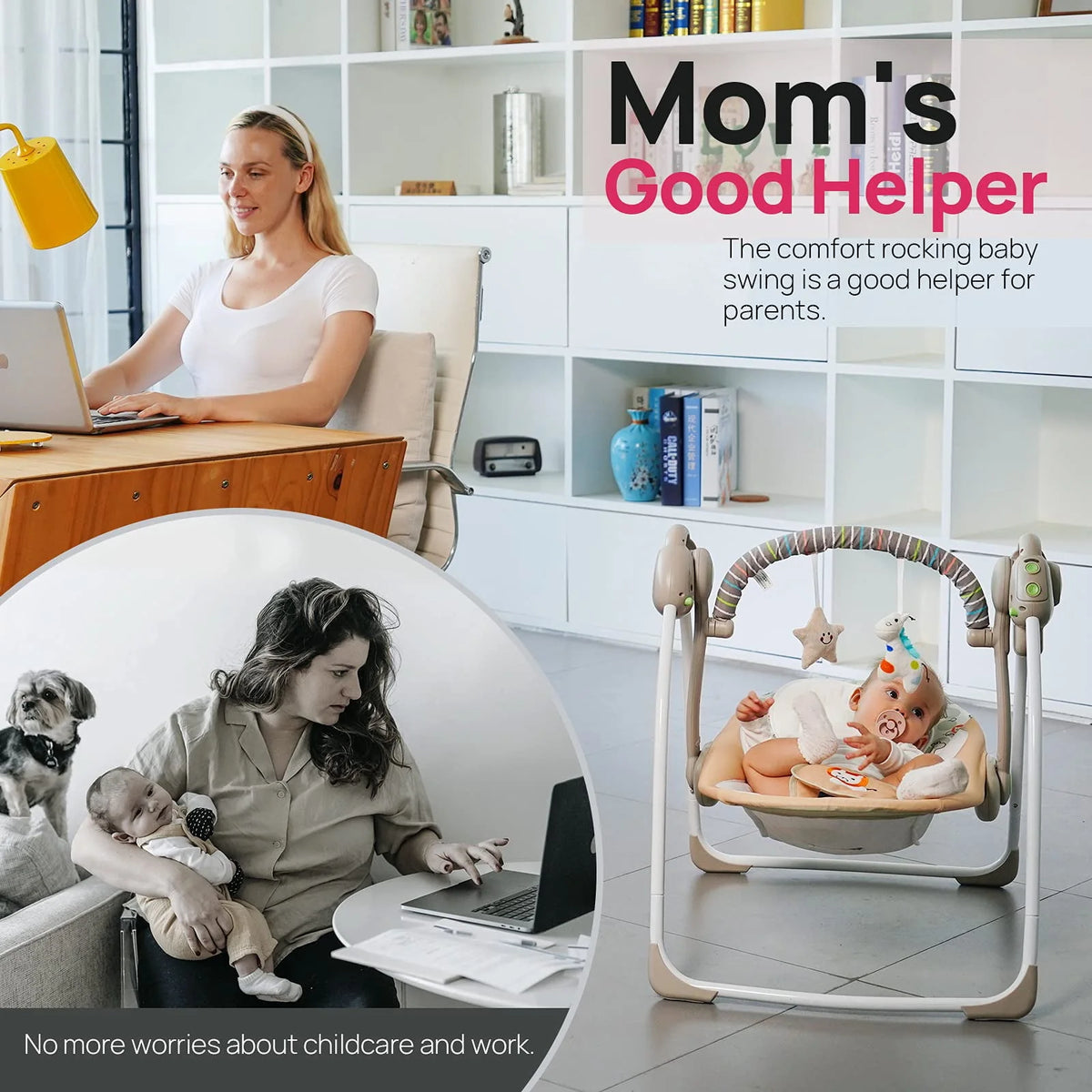 Portable Electric Baby Swing 6-25 lb Khaki E4070