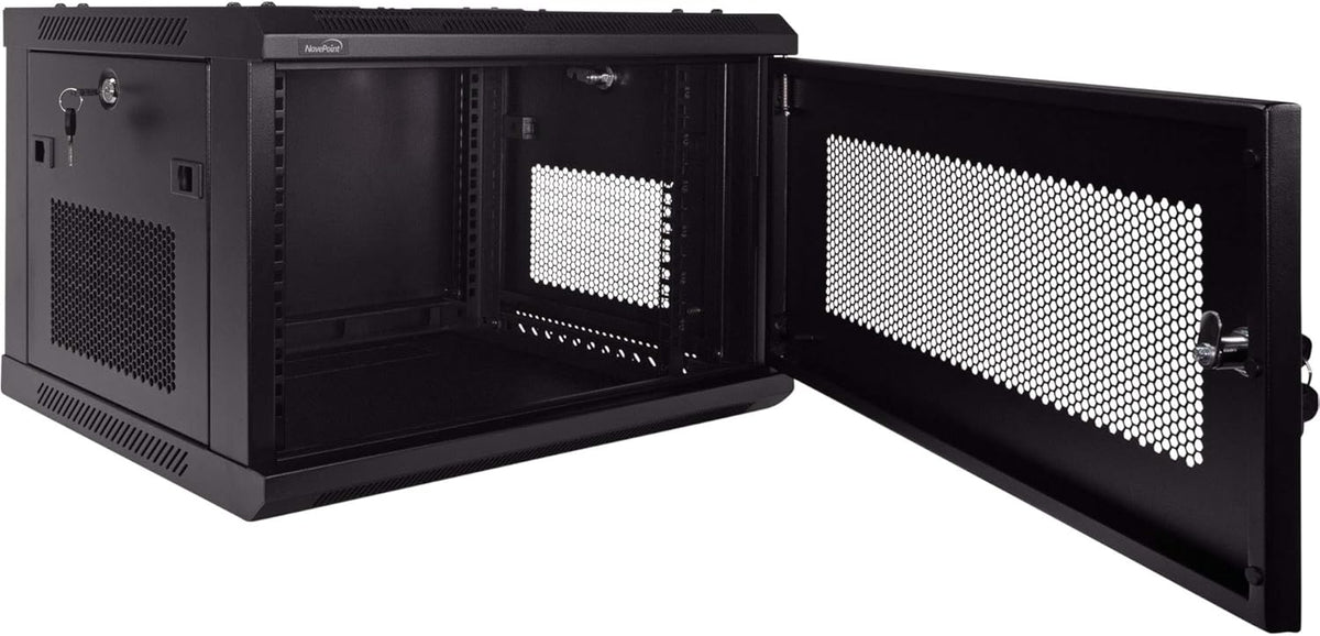 6U Wallmount Cabinet Enclosure 19-Inch Server Network Rack with Locking Perforated Door Black B296