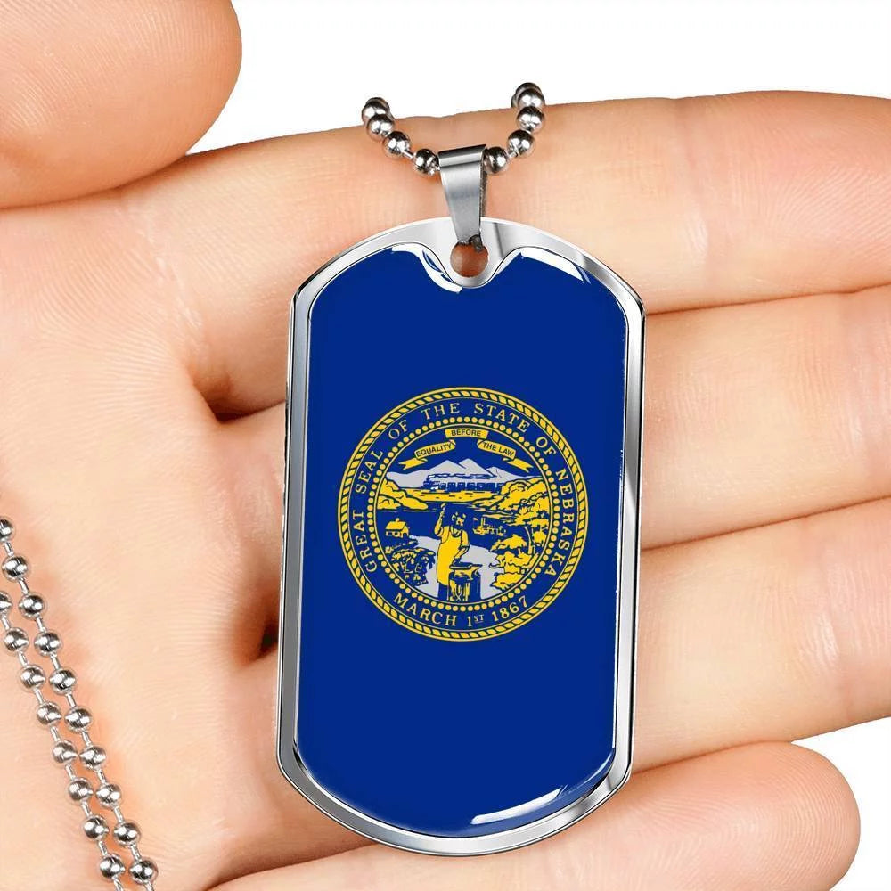 Stainless Steel or 18k Gold Dog Tag Necklace E31468