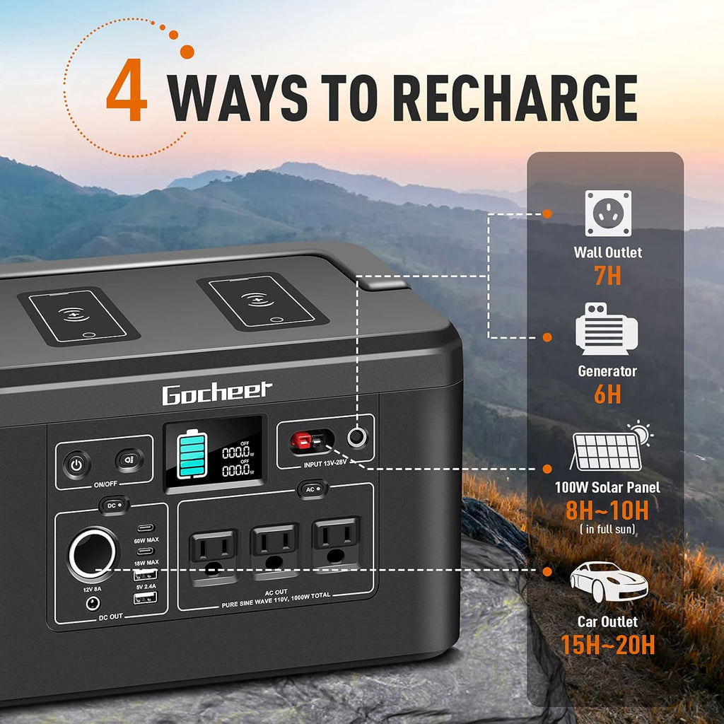 1000W Portable Power Station 962Wh 260000mAh Solar Generator with 3x110V AC Outlets Q3857