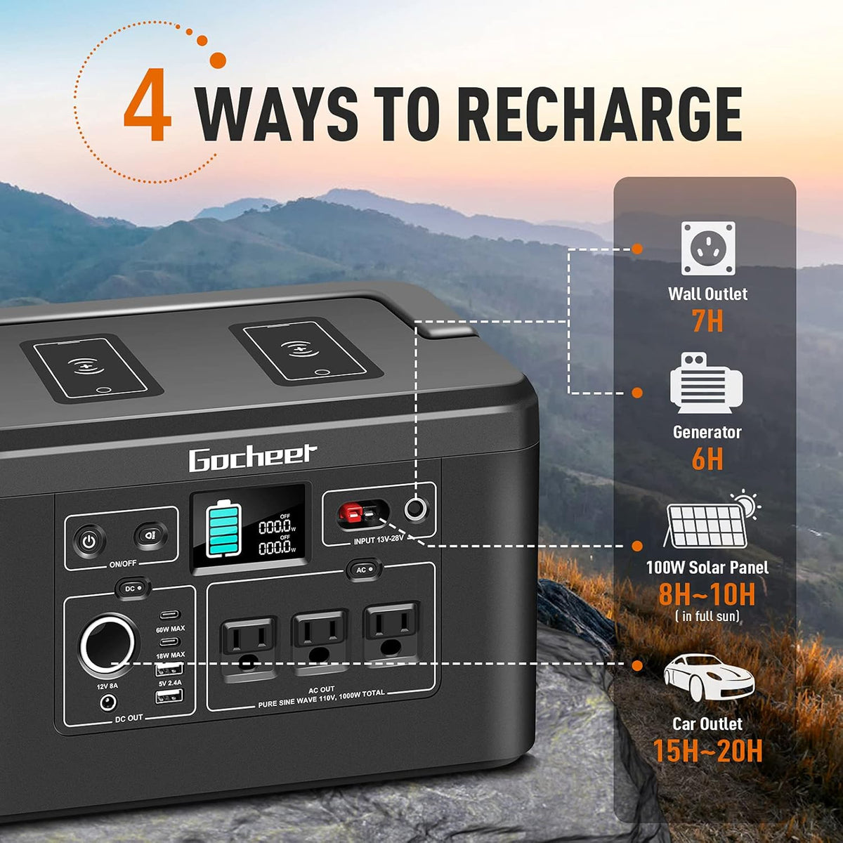 1000W Portable Power Station 962Wh 260000mAh Solar Generator with 3x110V AC Outlets Q3857