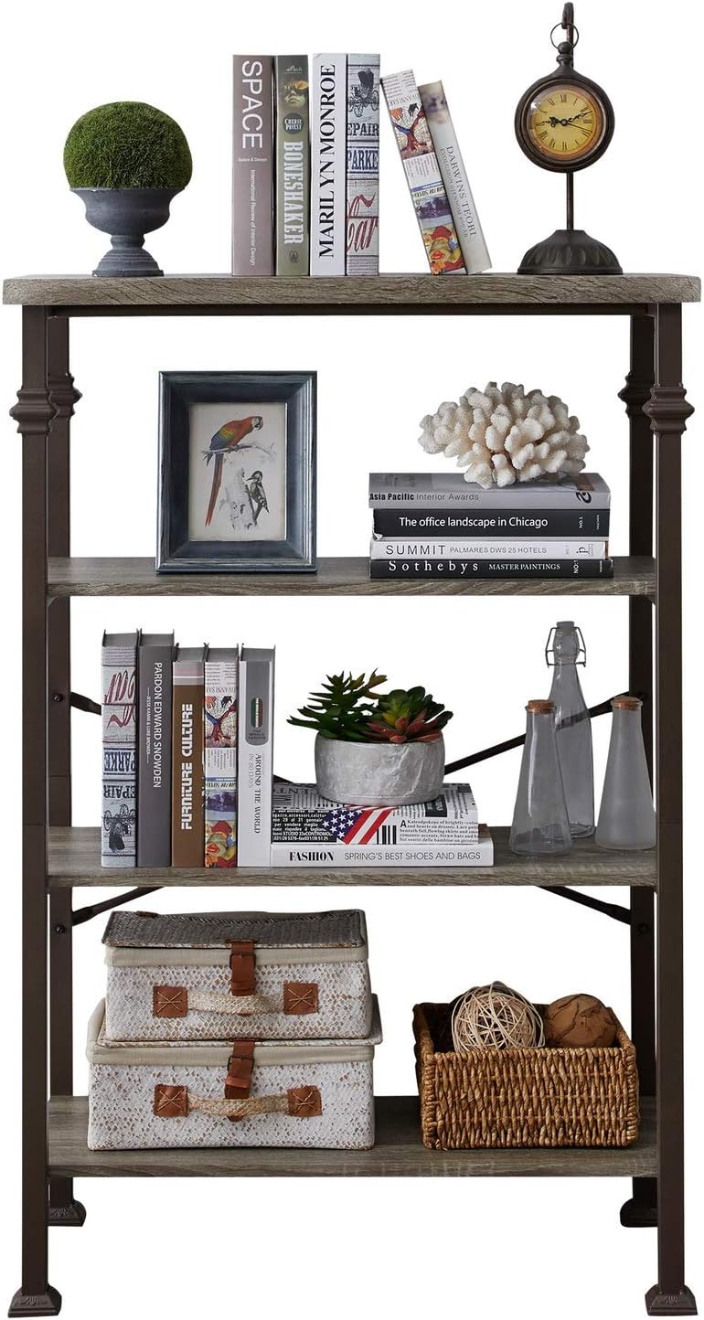 4-Tier Ladder Shelf Bookcase with Metal Frame B43752