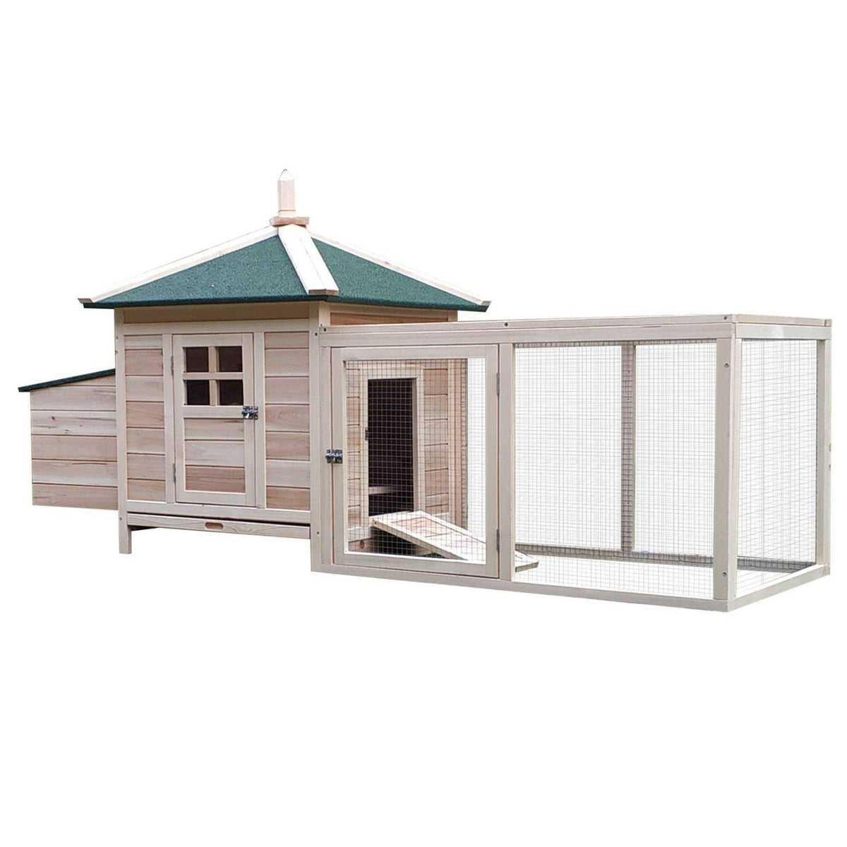 Wooden Chicken Coop with Nesting Box and Removable Tray V145574