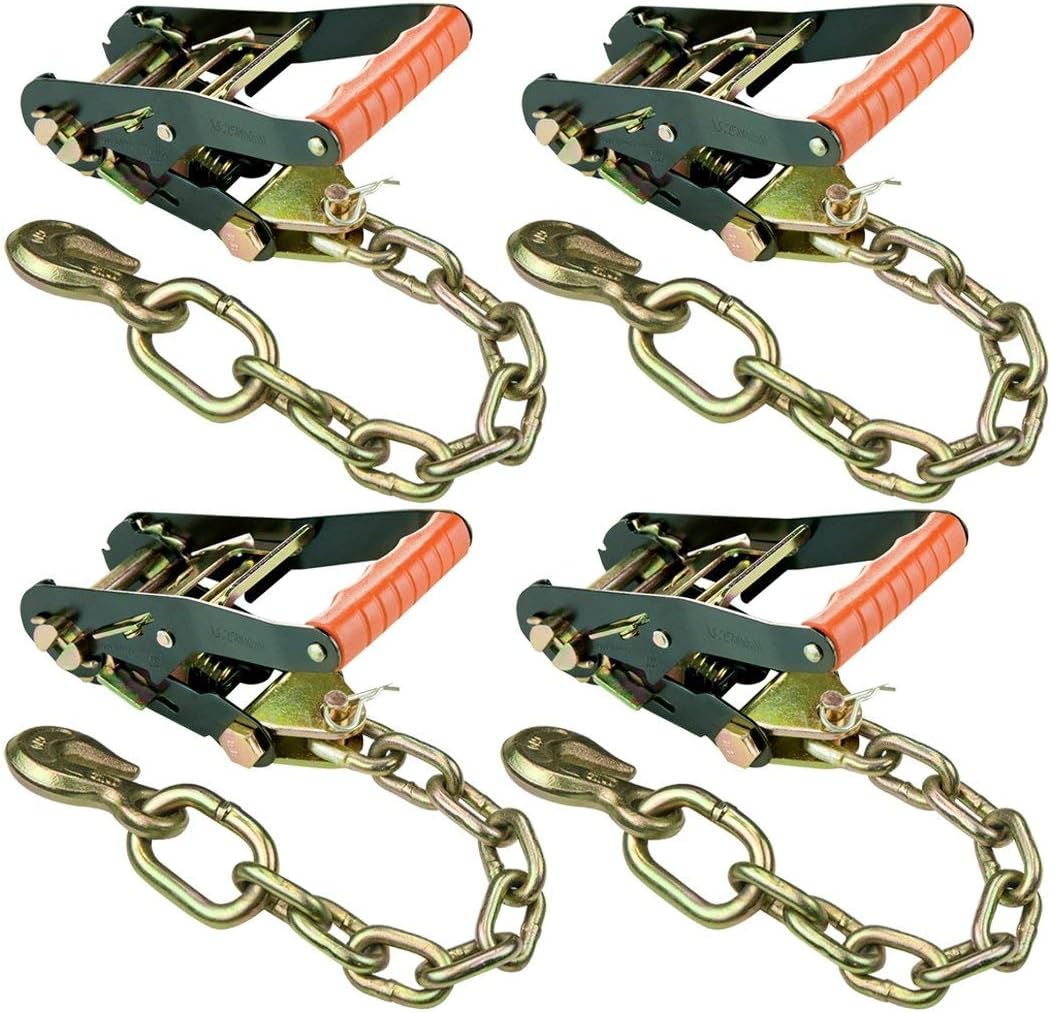 4 Pack Ratchet Buckle Chain Anchor with 3,300 Pound Safe Working Load K364