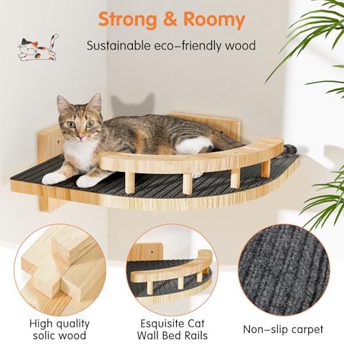 4 Packs Cat Wall Shelves with 3 Steps R4219