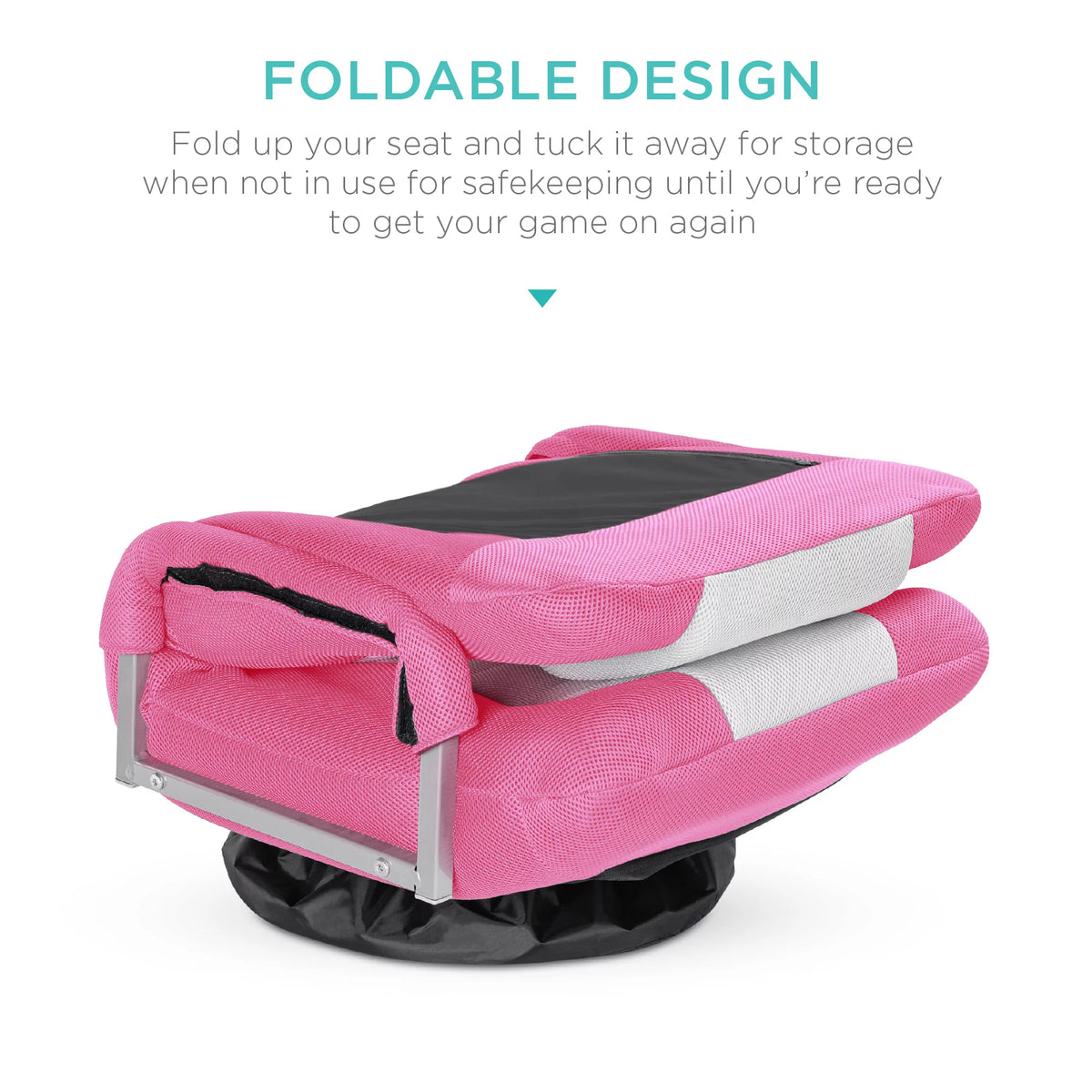 Pink White Foldable Swivel Floor Chair K2062